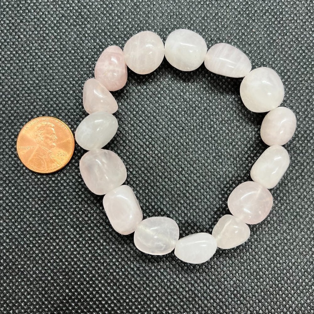 Rose Quartz Gemstone Stretch Bracelet | Handmade - Picture 4 of 4